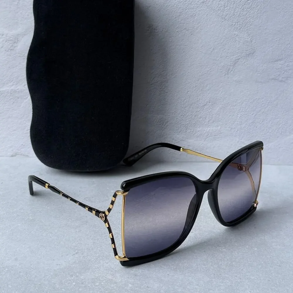 NEW Gucci GG0592S Mirror Grey Oversized Square Sunglasses $565
